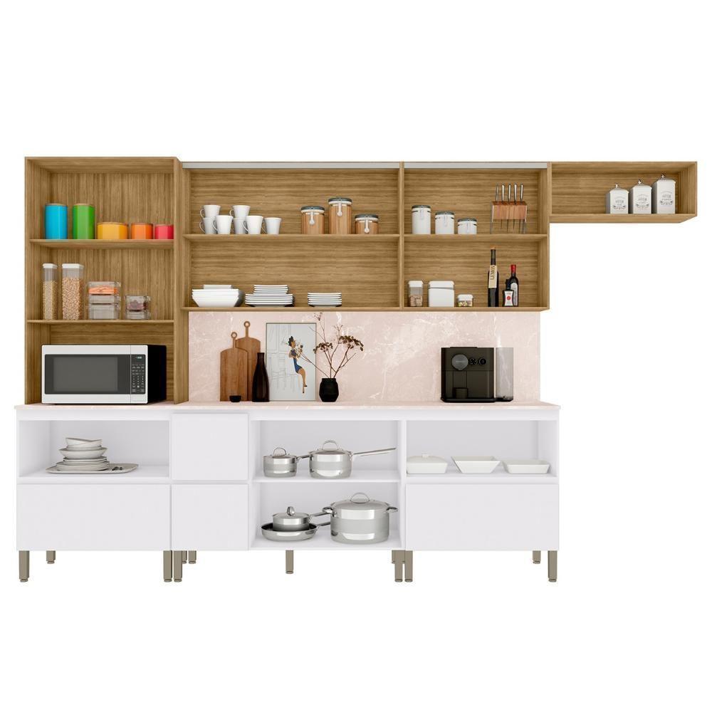 Armário De Cozinha Cp04 Com Tampo 120cm Minsk K02 Branco/soft - Mpozenato - 5