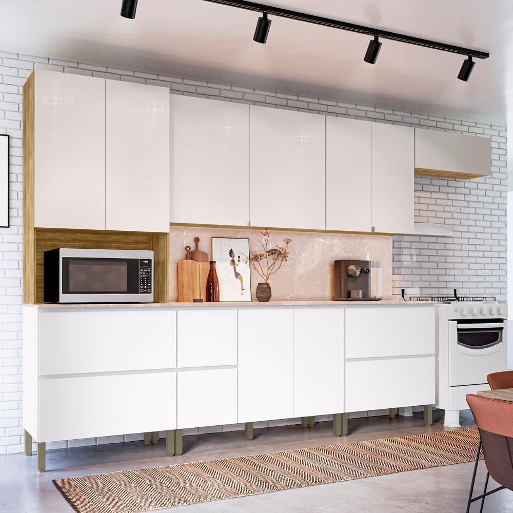 Armário De Cozinha Cp04 Com Tampo 120cm Minsk K02 Branco/soft - Mpozenato - 6