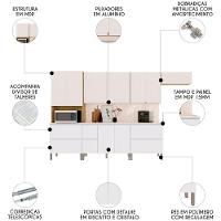 Armário De Cozinha Cp04 Com Tampo 120cm Minsk K02 Branco/soft - Mpozenato - 3