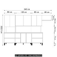 Armário De Cozinha Cp04 Com Tampo 120cm Minsk K02 Branco/soft - Mpozenato