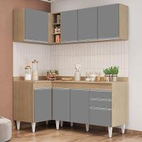 Armário De Cozinha Modulado De Canto Direito 4 Peças Cp38 Balcão Com Tampo Castanho/cinza - Lumil - 2