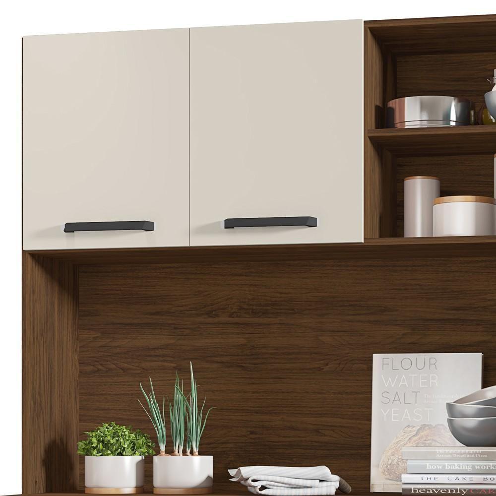 Armário De Cozinha Compacta 182cm Giga Balcão Com Tampo K02 Nogueira/off White/ripado - Mpozenato - 5