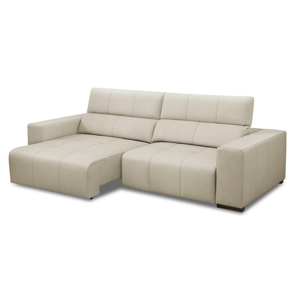 Sofá Retrátil Reclinável 4 Lugares 290cm Mare L08 Couro Off - Mpozenato - 1