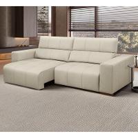 Sofá Retrátil Reclinável 4 Lugares 290cm Mare L08 Couro Off - Mpozenato - 2