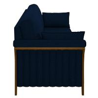 Sofá Living 3 Lugares 222cm Pés Madeira Roya M22 Veludo Azul Marinho - Mpozenato - 5