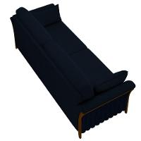 Sofá Living 3 Lugares 222cm Pés Madeira Roya M22 Veludo Azul Marinho - Mpozenato - 7