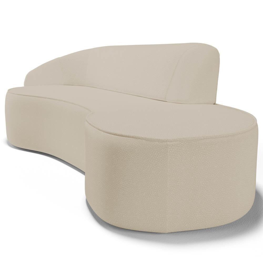 Sofá Living 3 Lugares 260cm Braço Esquerdo Mozart D06 Sintético Bege - Mpozenato - 4