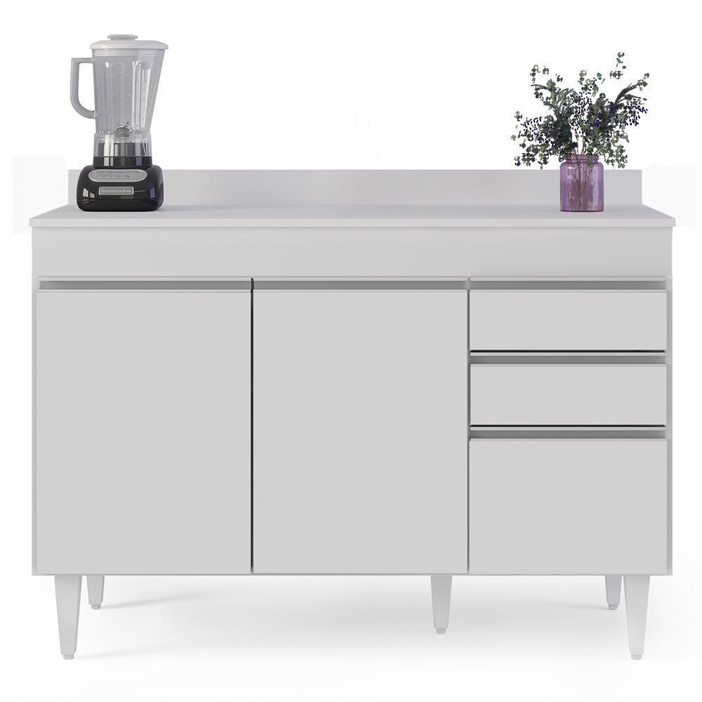 Armário De Cozinha Modulado De Canto Esquerdo 4 Peças Cp47 Balcão Com Tampo Branco - Lumil - 7