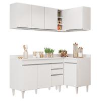 Armário De Cozinha Modulado De Canto Esquerdo 4 Peças Cp47 Balcão Com Tampo Branco - Lumil - 1