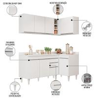 Armário De Cozinha Modulado De Canto Esquerdo 4 Peças Cp47 Balcão Com Tampo Branco - Lumil - 3