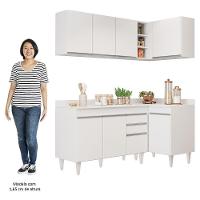 Armário De Cozinha Modulado De Canto Esquerdo 4 Peças Cp47 Balcão Com Tampo Branco - Lumil - 5