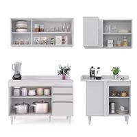 Armário De Cozinha Modulado De Canto Esquerdo 4 Peças Cp47 Balcão Com Tampo Branco - Lumil - 6