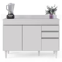 Armário De Cozinha Modulado De Canto Esquerdo 4 Peças Cp47 Balcão Com Tampo Branco - Lumil - 7