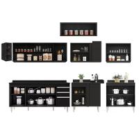 Armário De Cozinha Modulado De Canto 8 Peças Cp26 Balcão Com Tampo Preto - Lumil - 2