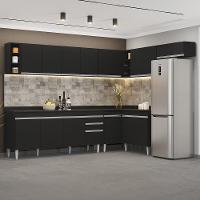 Armário De Cozinha Modulado De Canto 8 Peças Cp26 Balcão Com Tampo Preto - Lumil - 7