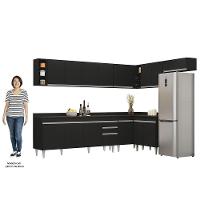 Armário De Cozinha Modulado De Canto 8 Peças Cp26 Balcão Com Tampo Preto - Lumil - 9