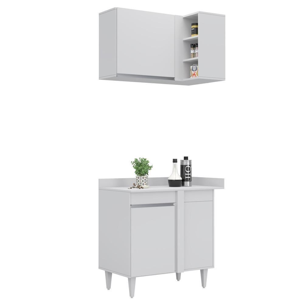 Armário De Cozinha Modulado De Canto Direito 4 Peças Cp37 Balcão Sem Tampo Branco - Lumil - 8