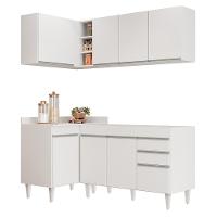 Armário De Cozinha Modulado De Canto Direito 4 Peças Cp37 Balcão Sem Tampo Branco - Lumil - 1