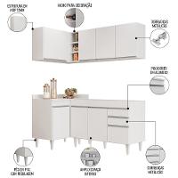 Armário De Cozinha Modulado De Canto Direito 4 Peças Cp37 Balcão Sem Tampo Branco - Lumil - 2