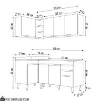 Armário De Cozinha Modulado De Canto Direito 4 Peças Cp37 Balcão Sem Tampo Branco - Lumil - 3