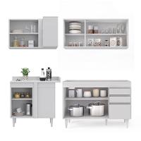 Armário De Cozinha Modulado De Canto Direito 4 Peças Cp37 Balcão Sem Tampo Branco - Lumil - 5