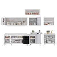 Armário De Cozinha Modulado De Canto 8 Peças Cp26 Balcão Com Tampo Branco/preto - Lumil - 6