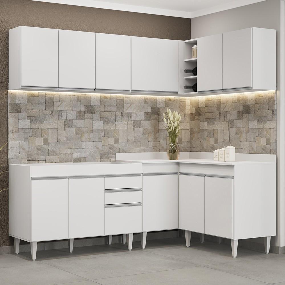 Armário De Cozinha Modulado De Canto 6 Peças Cp28 Balcão Sem Tampo Branco - Lumil - 6