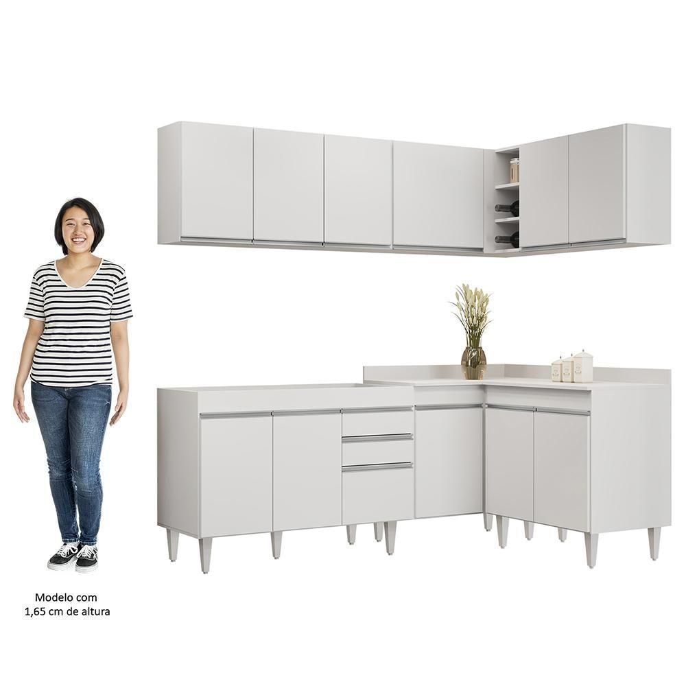 Armário De Cozinha Modulado De Canto 6 Peças Cp28 Balcão Sem Tampo Branco - Lumil - 10