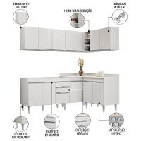 Armário De Cozinha Modulado De Canto 6 Peças Cp28 Balcão Sem Tampo Branco - Lumil - 7