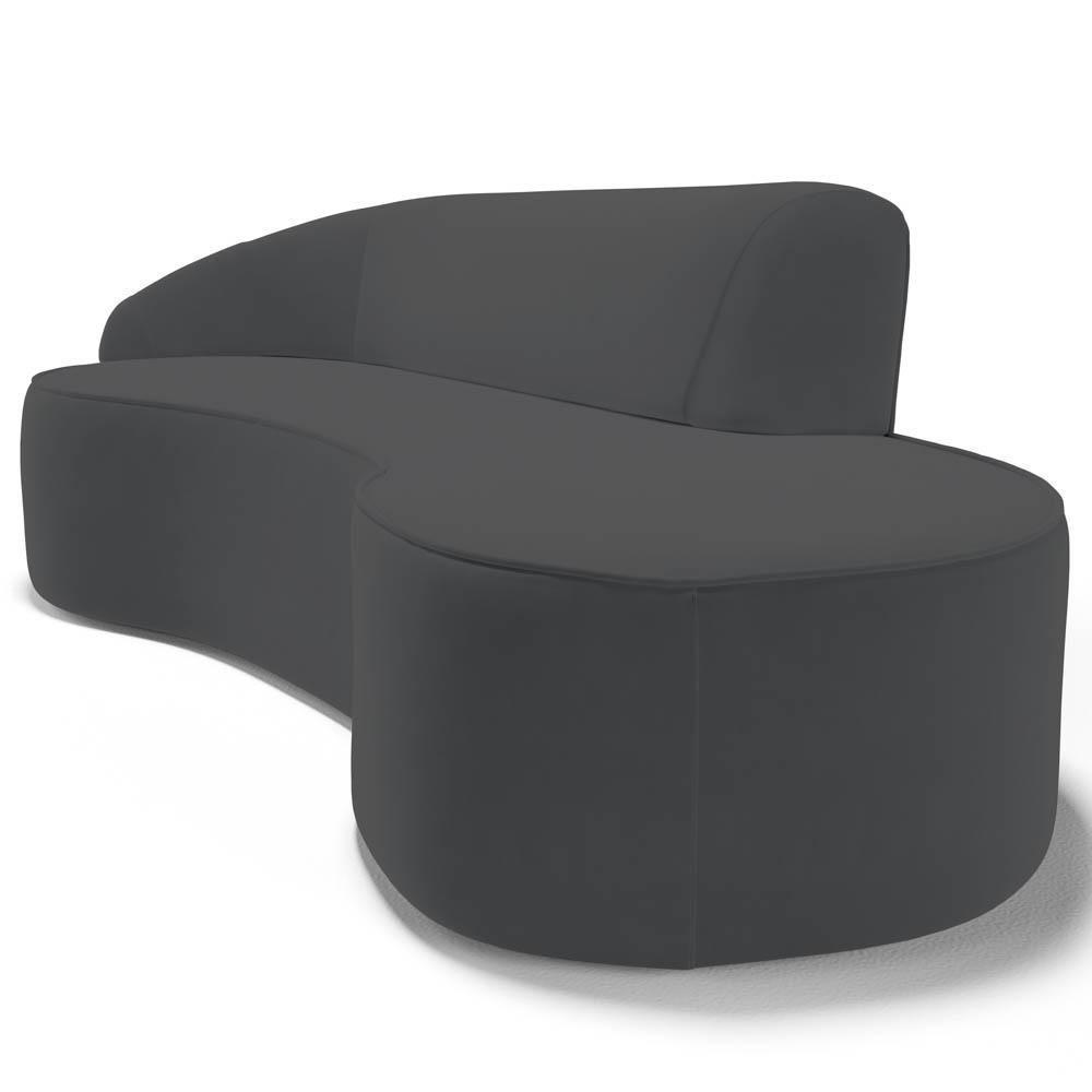 Sofá Living 3 Lugares 230cm Braço Esquerdo Mozart D06 Veludo Cinza - Mpozenato - 5