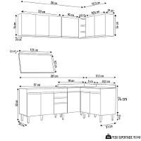 Armário De Cozinha Modulado De Canto 6 Peças Cp29 Balcão Com Tampo Preto/cinza - Lumil