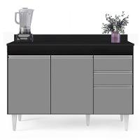 Armário De Cozinha Modulado De Canto 6 Peças Cp29 Balcão Com Tampo Preto/cinza - Lumil - 7