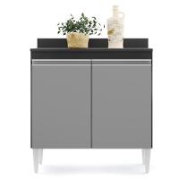 Armário De Cozinha Modulado De Canto 6 Peças Cp29 Balcão Com Tampo Preto/cinza - Lumil - 9