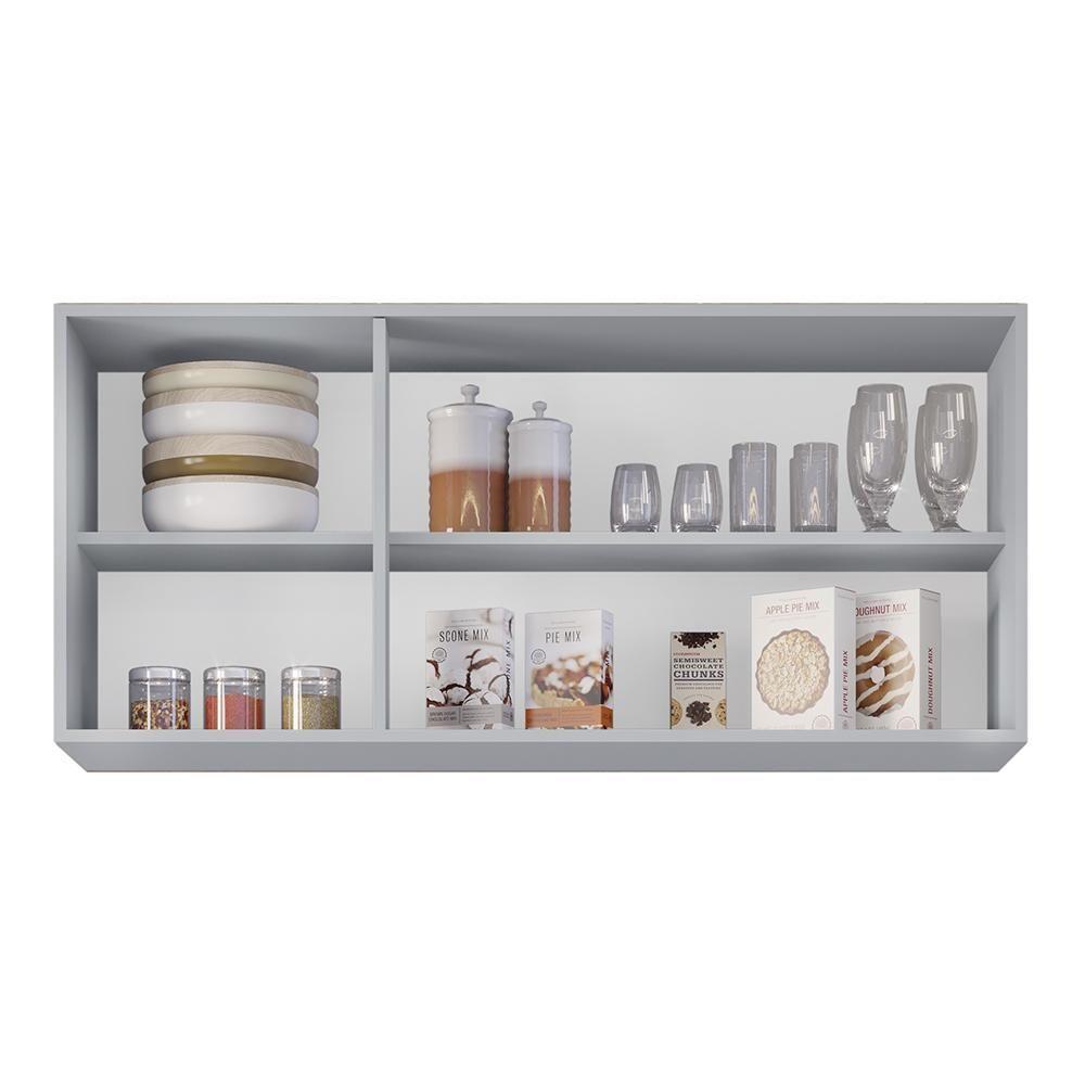 Armário De Cozinha Aéreo 120cm 3 Portas Virgínia Cinza Claro - Lumil - 6