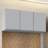 Armário De Cozinha Aéreo 120cm 3 Portas Virgínia Cinza Claro - Lumil - 2