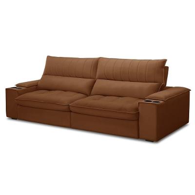 Sofá Retrátil 4 Lugares Com Porta Copo 280cm Andes F05 Veludo Terracota - Mpozenato