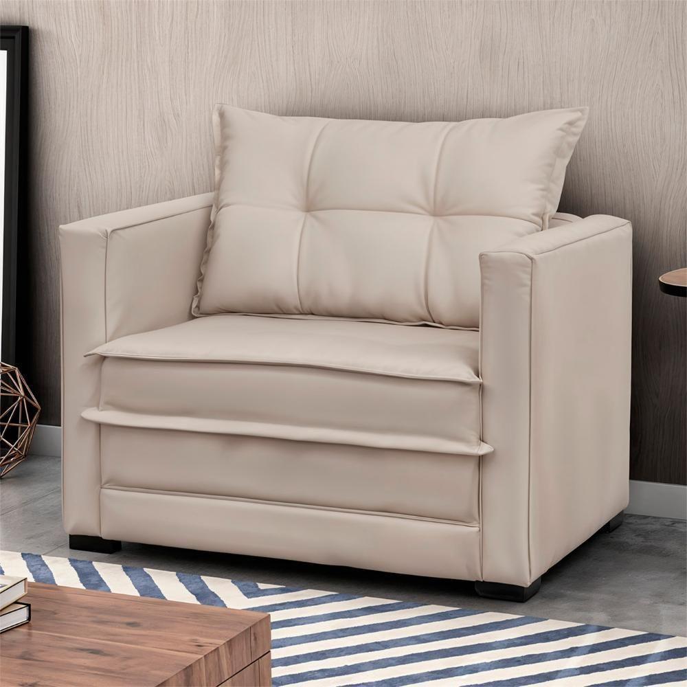 Sofá Cama Solteiro Berlim B10 Suede Bege - Mpozenato - 2