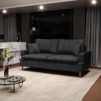 Sofá Living 2 Lugares 160cm Com Almofadas Veras D05 Linho Grafite - Mpozenato - 2