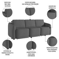 Sofá Cama Casal Para Sala 276cm Polska K04 Linho Cinza Escuro - Mpozenato - 3