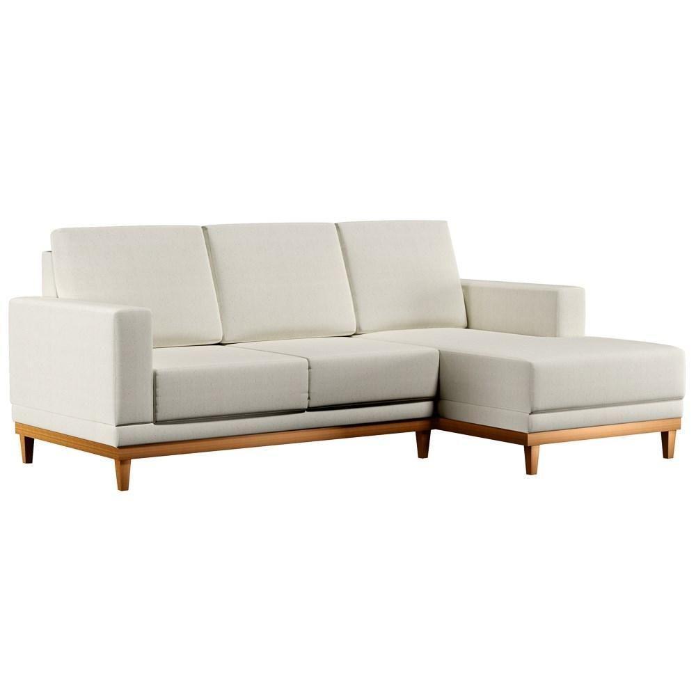 Sofá Living 200cm 3 Lugares Com Chaise Direito Kayrós D05 Linho Cru - Mpozenato - 1
