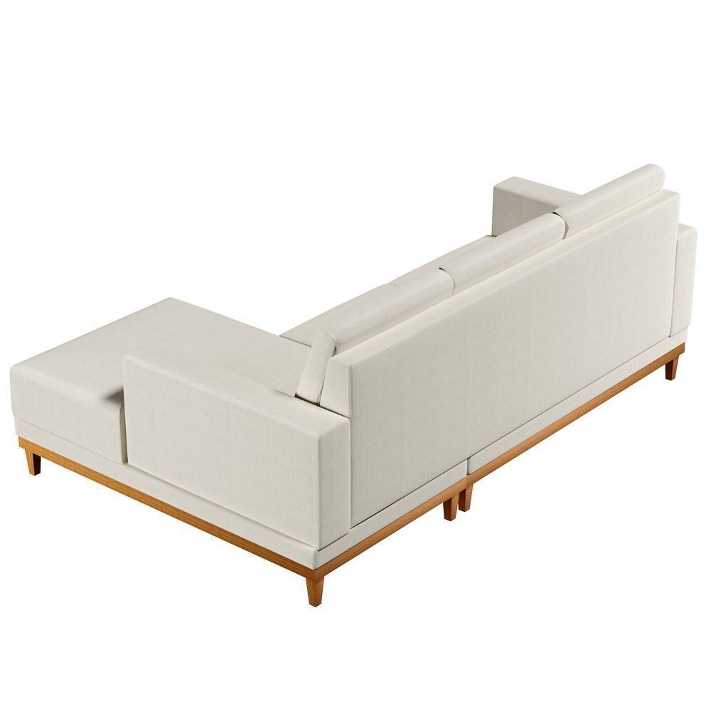 Sofá Living 200cm 3 Lugares Com Chaise Direito Kayrós D05 Linho Cru - Mpozenato - 3