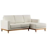 Sofá Living 200cm 3 Lugares Com Chaise Direito Kayrós D05 Linho Cru - Mpozenato - 1
