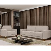 Sofá 3 Lugares 214cm Com 01 Poltrona Zaire M22 Linho Areia - Mpozenato - 3