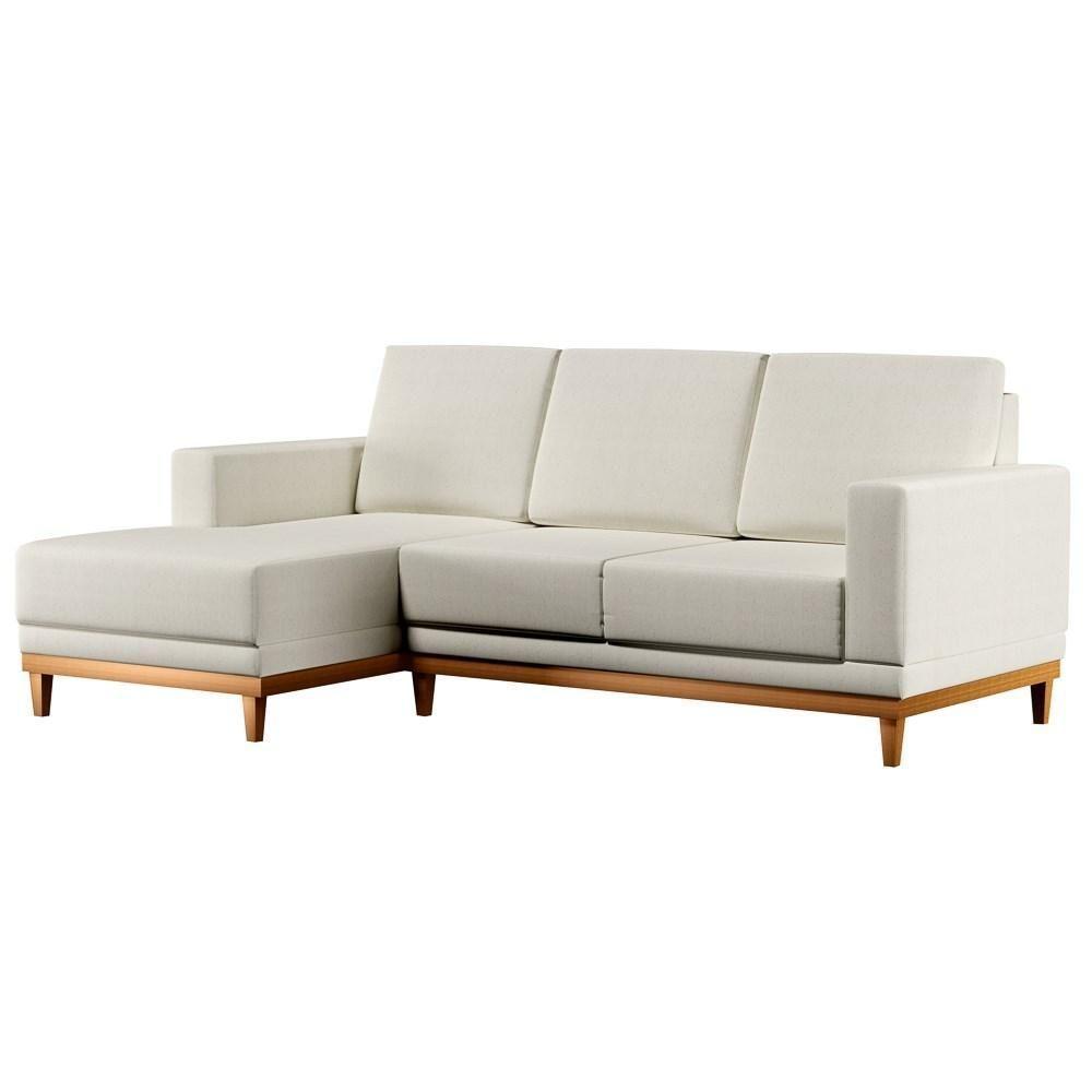Sofá Living 200cm 3 Lugares Com Chaise Esquerdo Kayrós D05 Linho Cru - Mpozenato - 1