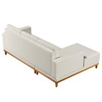 Sofá Living 200cm 3 Lugares Com Chaise Esquerdo Kayrós D05 Linho Cru - Mpozenato - 3