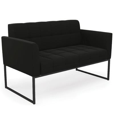 Sofá Namoradeira Base Industrial Preto Ana Suede Preto - Ibiza