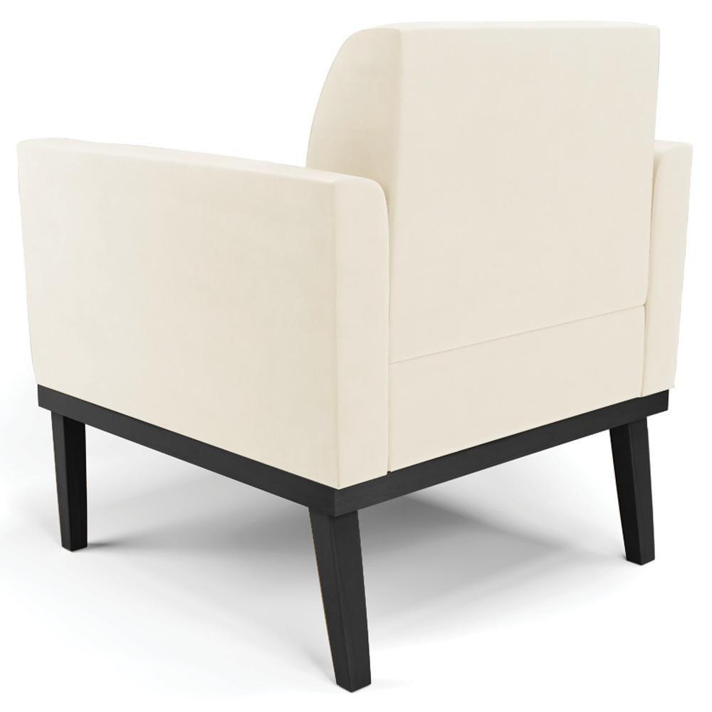 Sofá Namoradeira E 2 Poltronas Base Madeira Preto Maressa Veludo Bege - Ibiza - 10