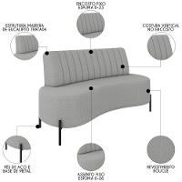 Sofá 2 Lugares 135cm Pés Aço Preto Tamar K04 Bouclê Cinza - Mpozenato