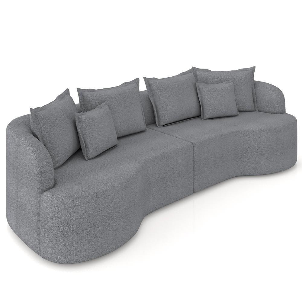 Sofá 4 Lugares 250cm Orgânico Quito K04 Boucle Grafite - Mpozenato - 1