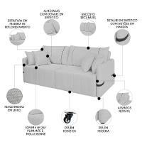 Sofá Cama Retrátil 240cm Essence D05 Linho Cinza/preto - Mpozenato - 5